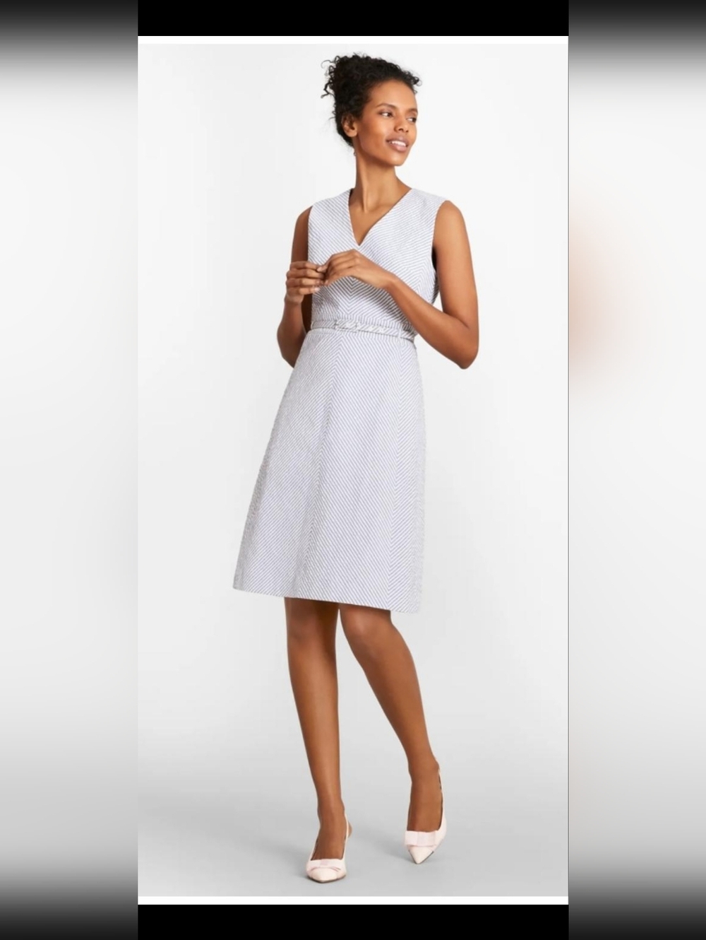 Brooks Brothers Striped Stretch Cotton Seersucker Dress